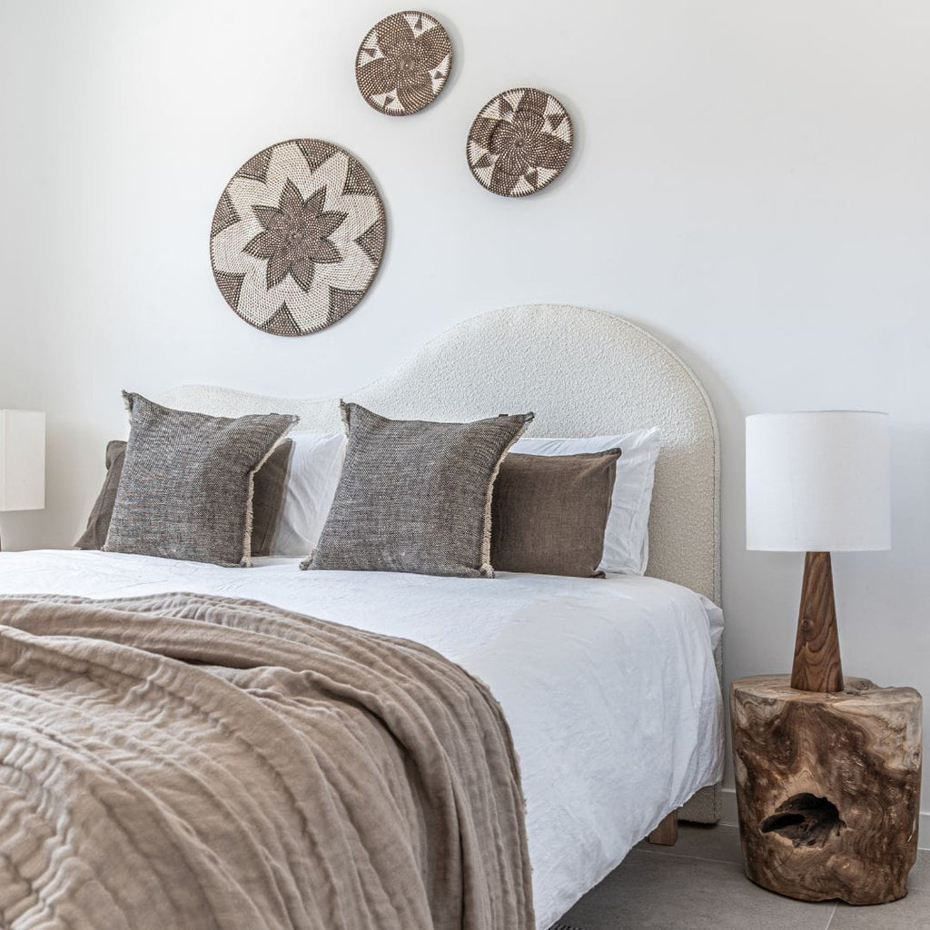 Panier décoratif Lontar | Motif losange | Marron/Blanc 30cm