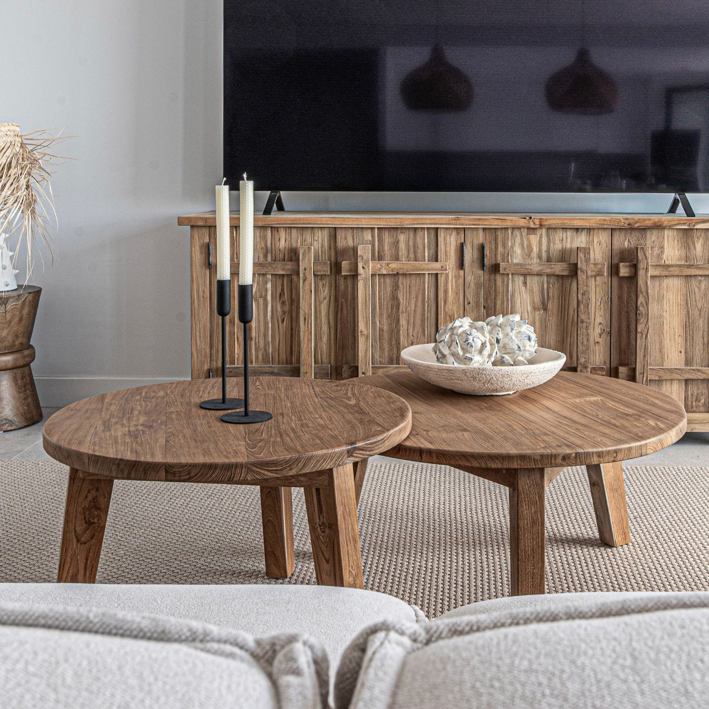 Table basse ronde en teck | 50cm