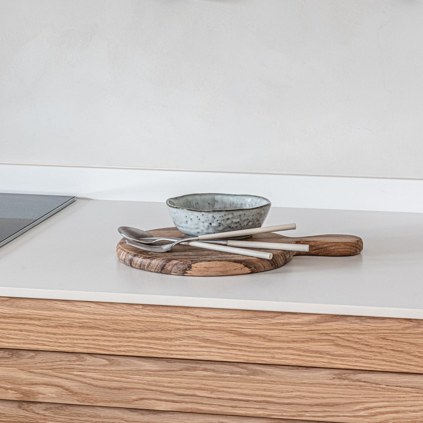 Planche à découper ronde en teck avec poignée | 21 cm