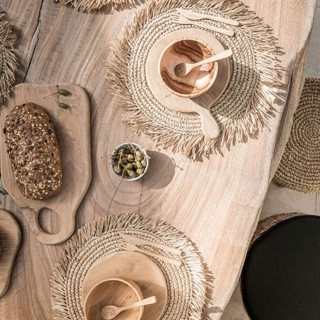 Planche à découper ronde en teck avec poignée | 21 cm