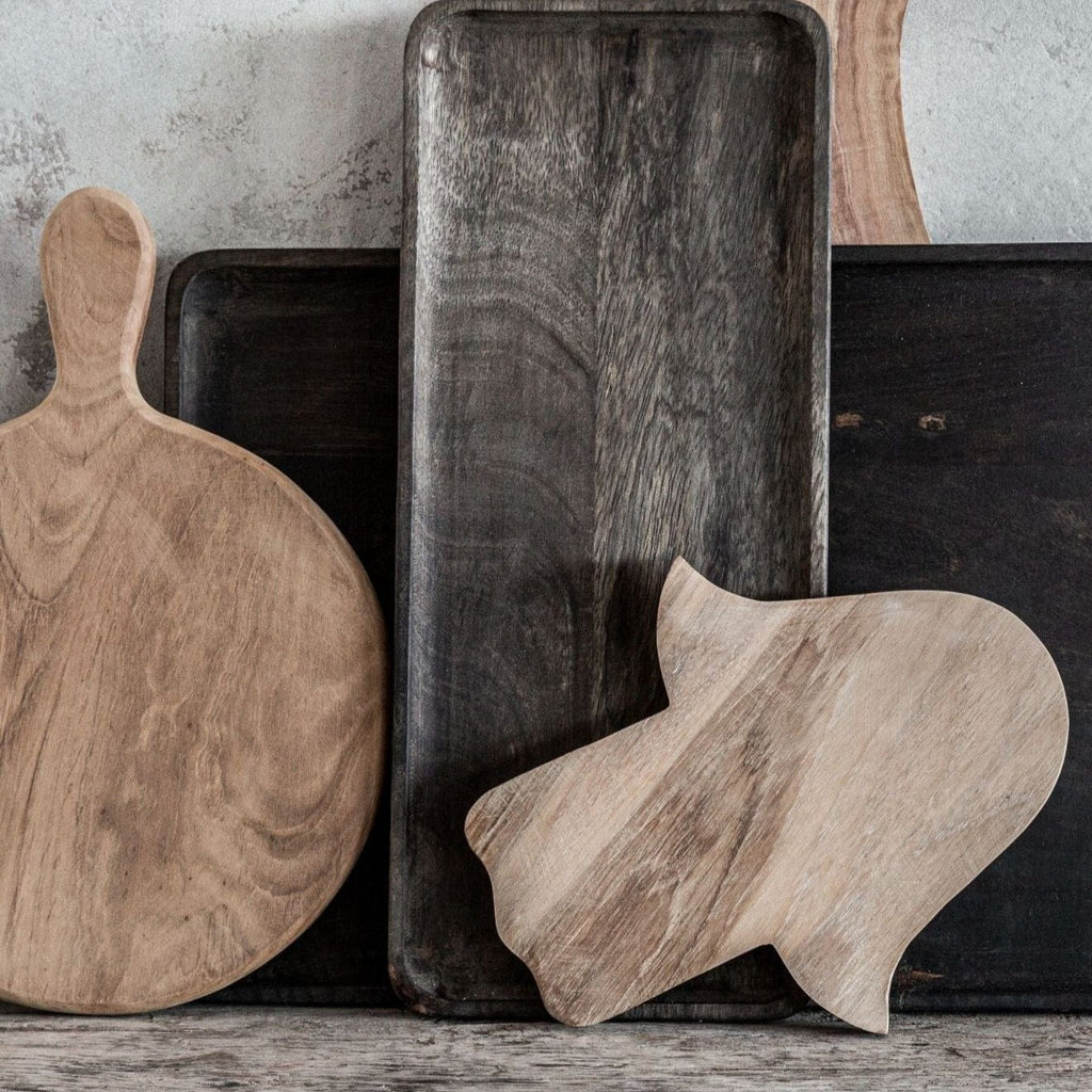 Planche à découper ronde en teck avec poignée | 21 cm