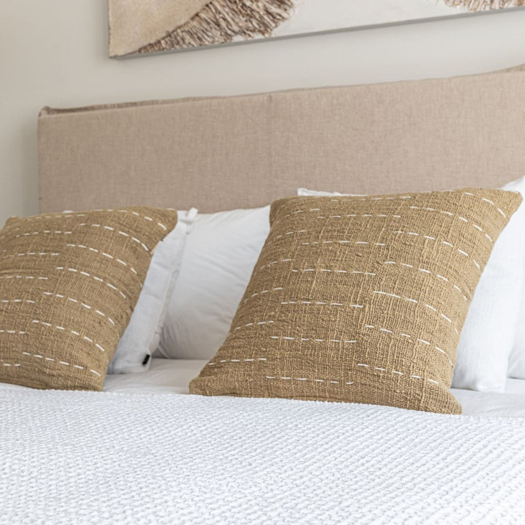 Fronce de coussin en coton Soraya à rayures | Sable | 50x50cm