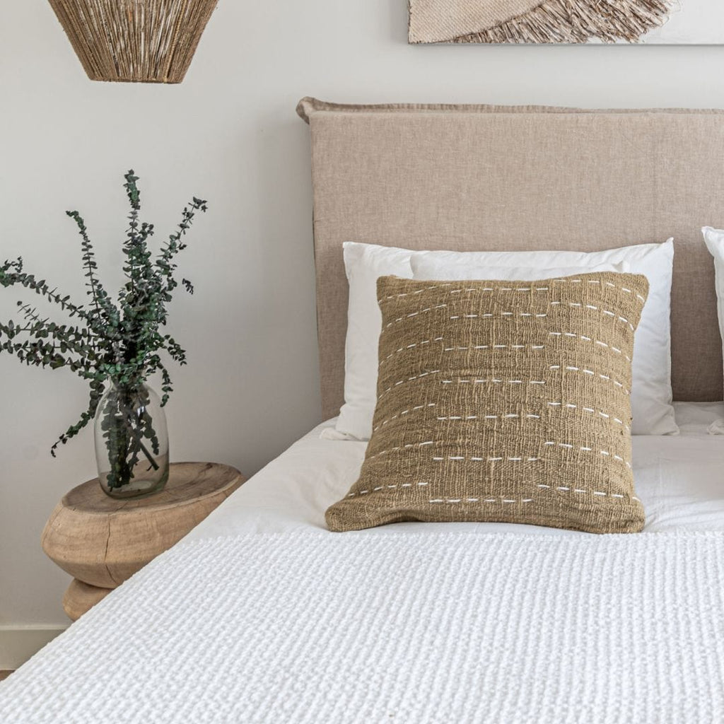 Fronce de coussin en coton Soraya à rayures | Sable | 50x50cm