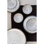 Bol en grès | Blanc/Brun 12x7cm