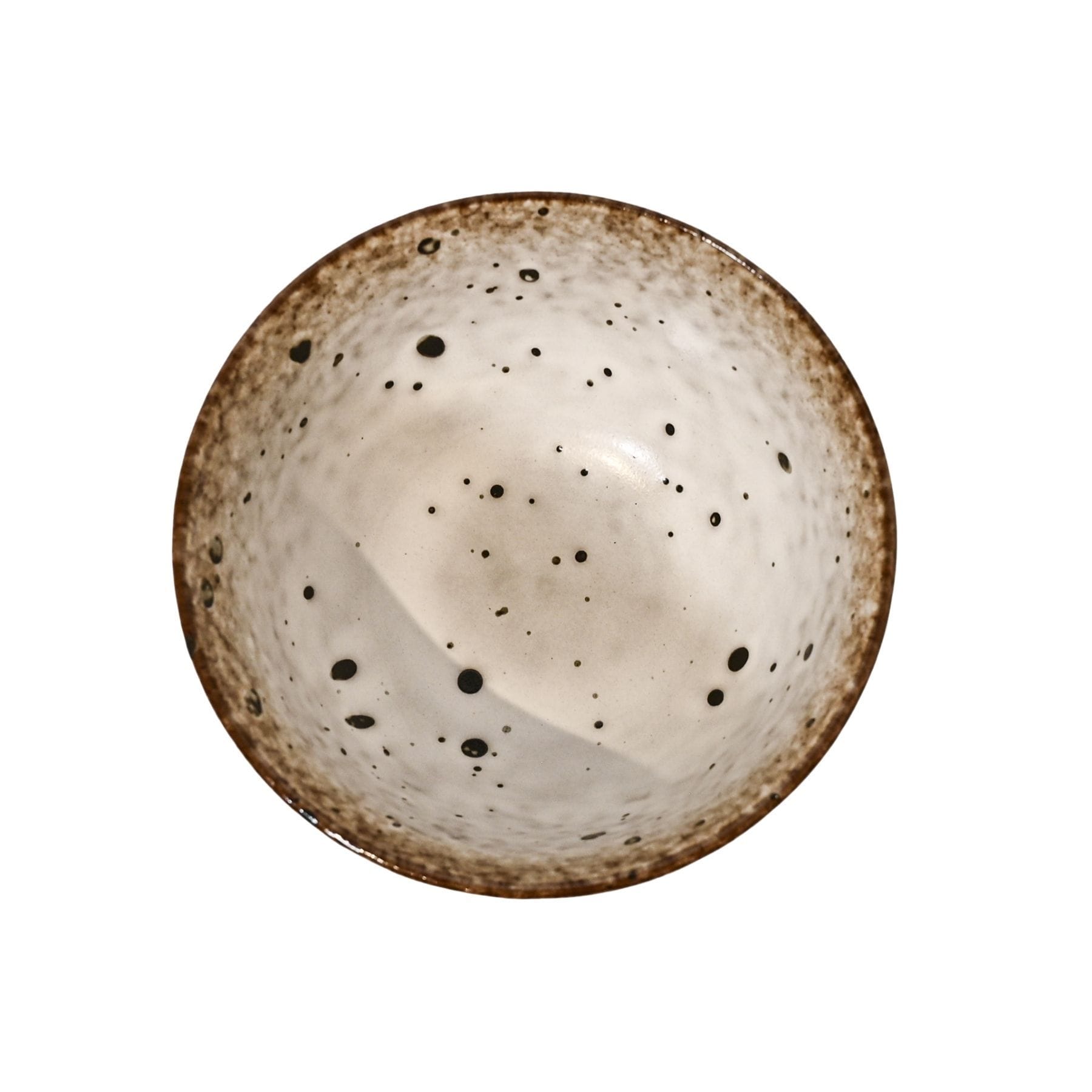 Bol en grès | Blanc/Brun 15x8cm