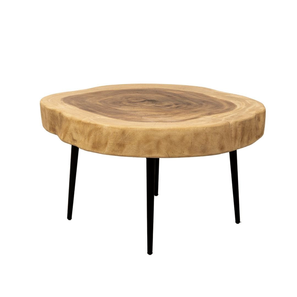 Table basse en bois de Suar avec pieds en fer | Naturel 65cm