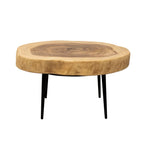 Table basse en bois de Suar avec pieds en fer | Naturel 65cm