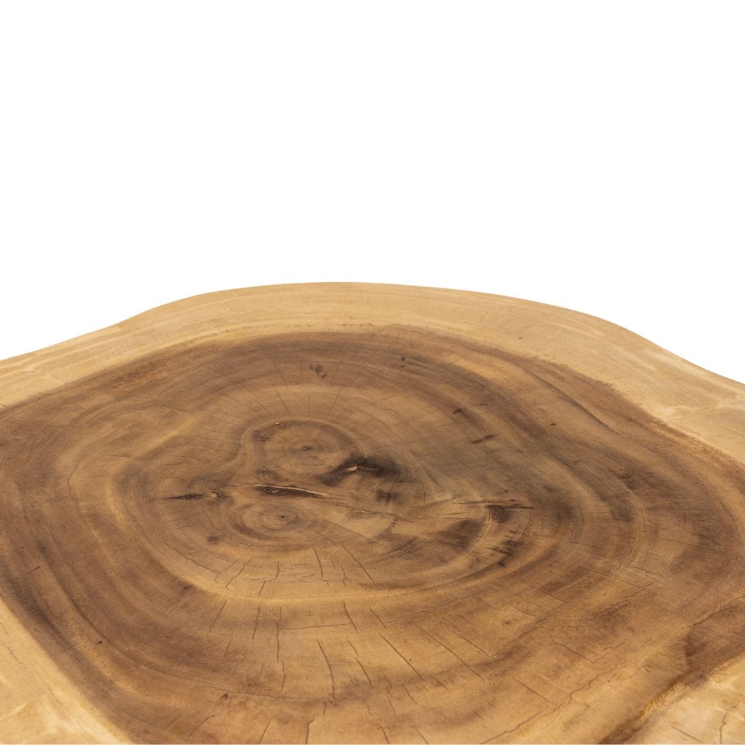 Table basse en bois de Suar avec pieds en fer | Naturel 65cm