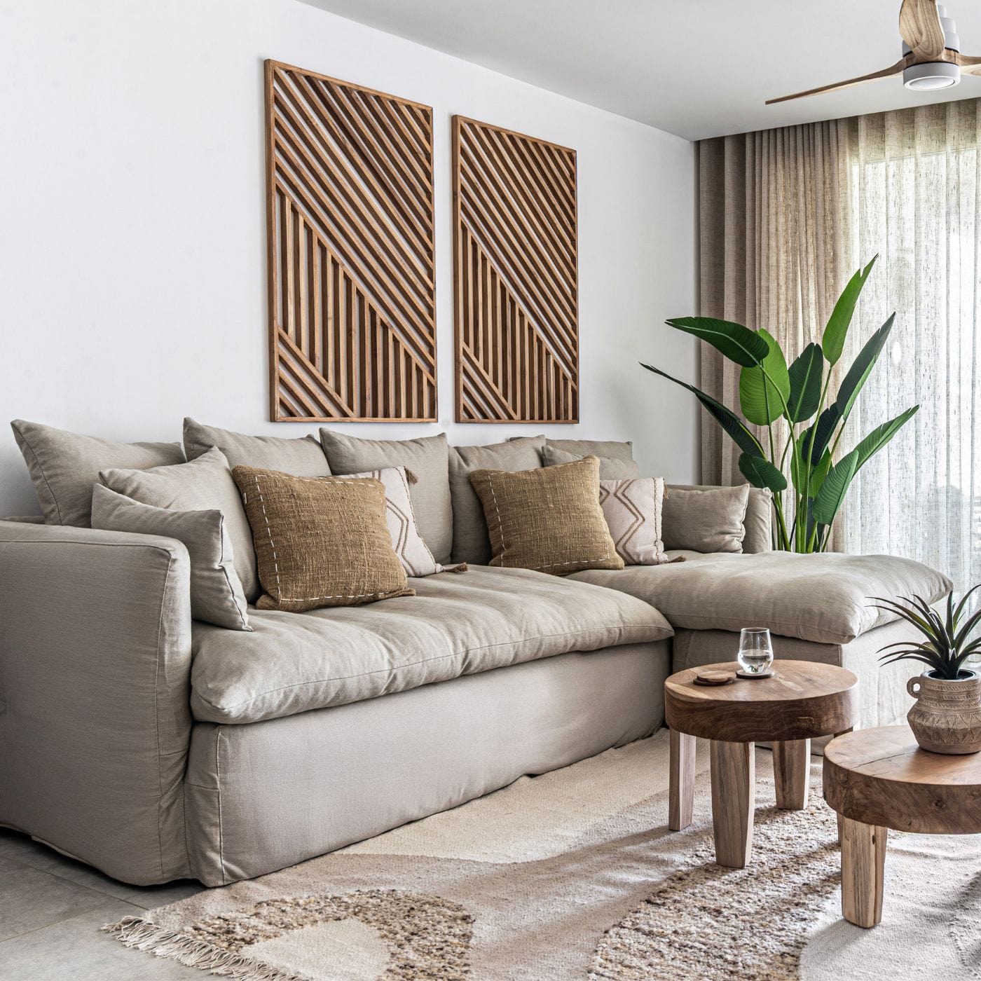 Canapé Chaise Longue en Lin Tarifa | Réversible