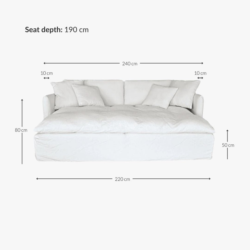 Canapé de salon en lin Tarifa | 240x190x80cm
