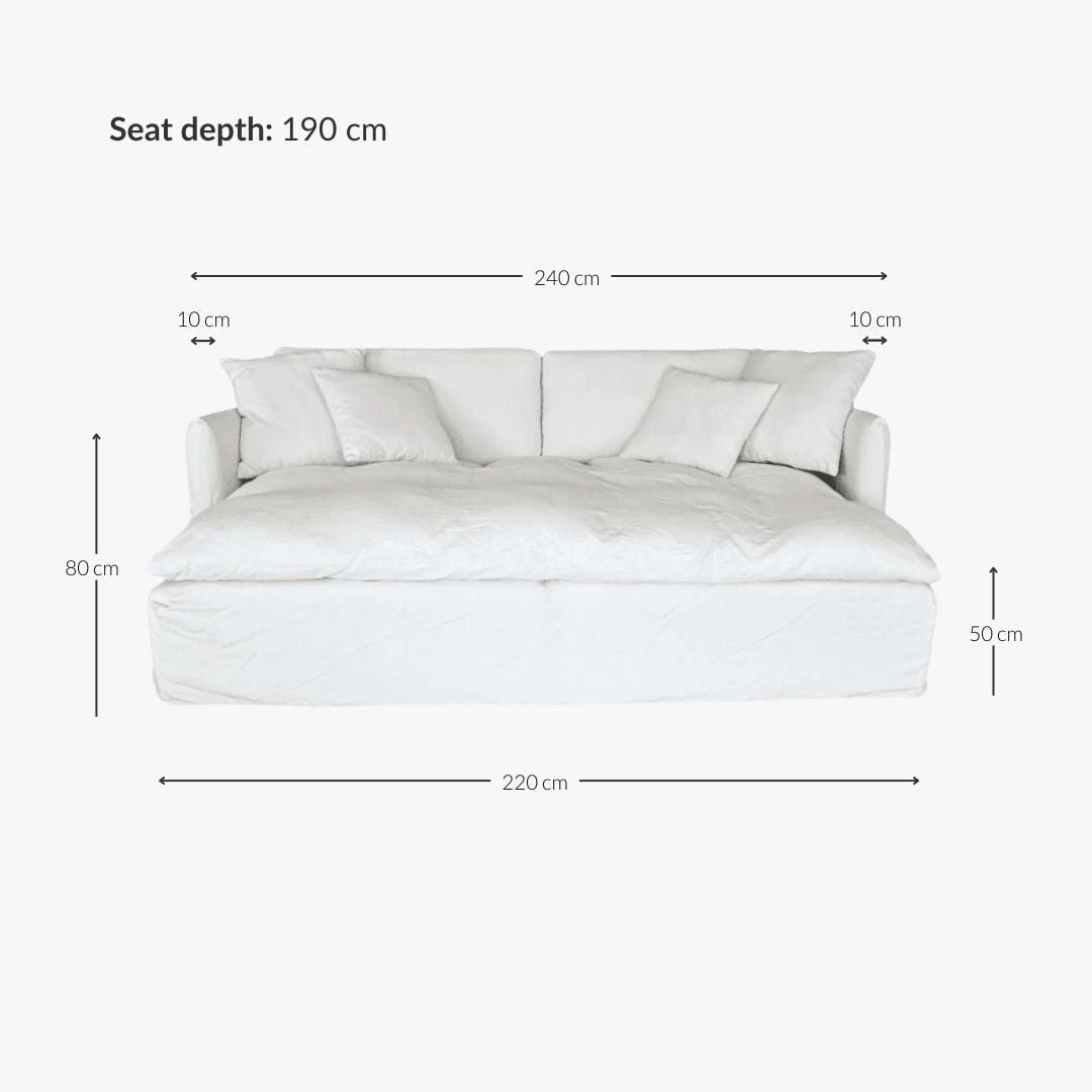 Canapé de salon en lin Tarifa | 240x190x80cm