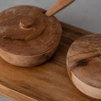 Bol en teck avec cuillère - Lot de 3 | 27x11x8cm