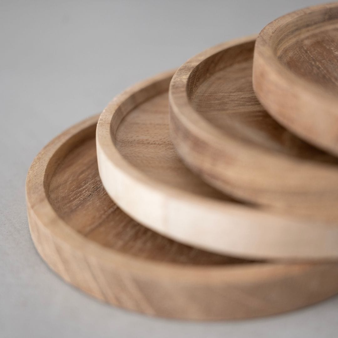 Sous-tasse en teck | Lot de 4 | 10 cm