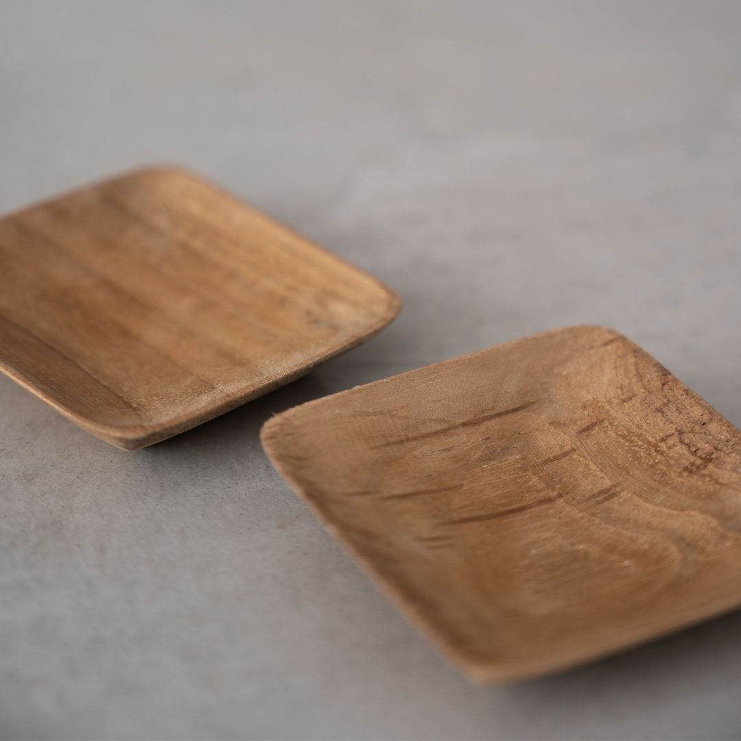 Assiette à sauce en teck | 6x6cm