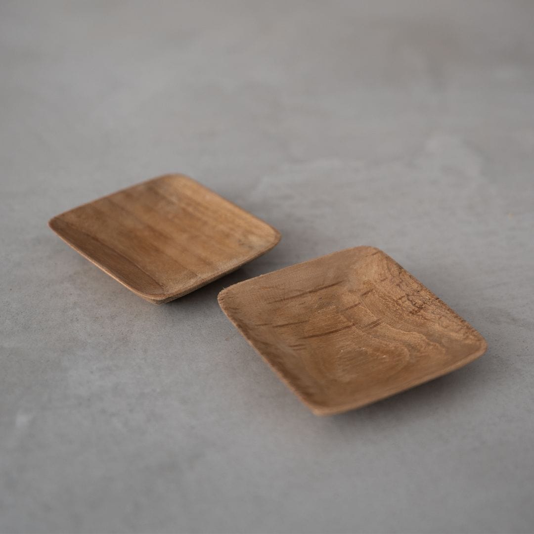Assiette à sauce en teck | 6x6cm