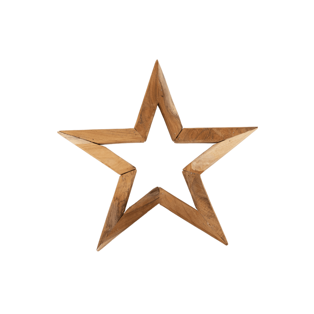 Ornement en forme d'étoile en teck