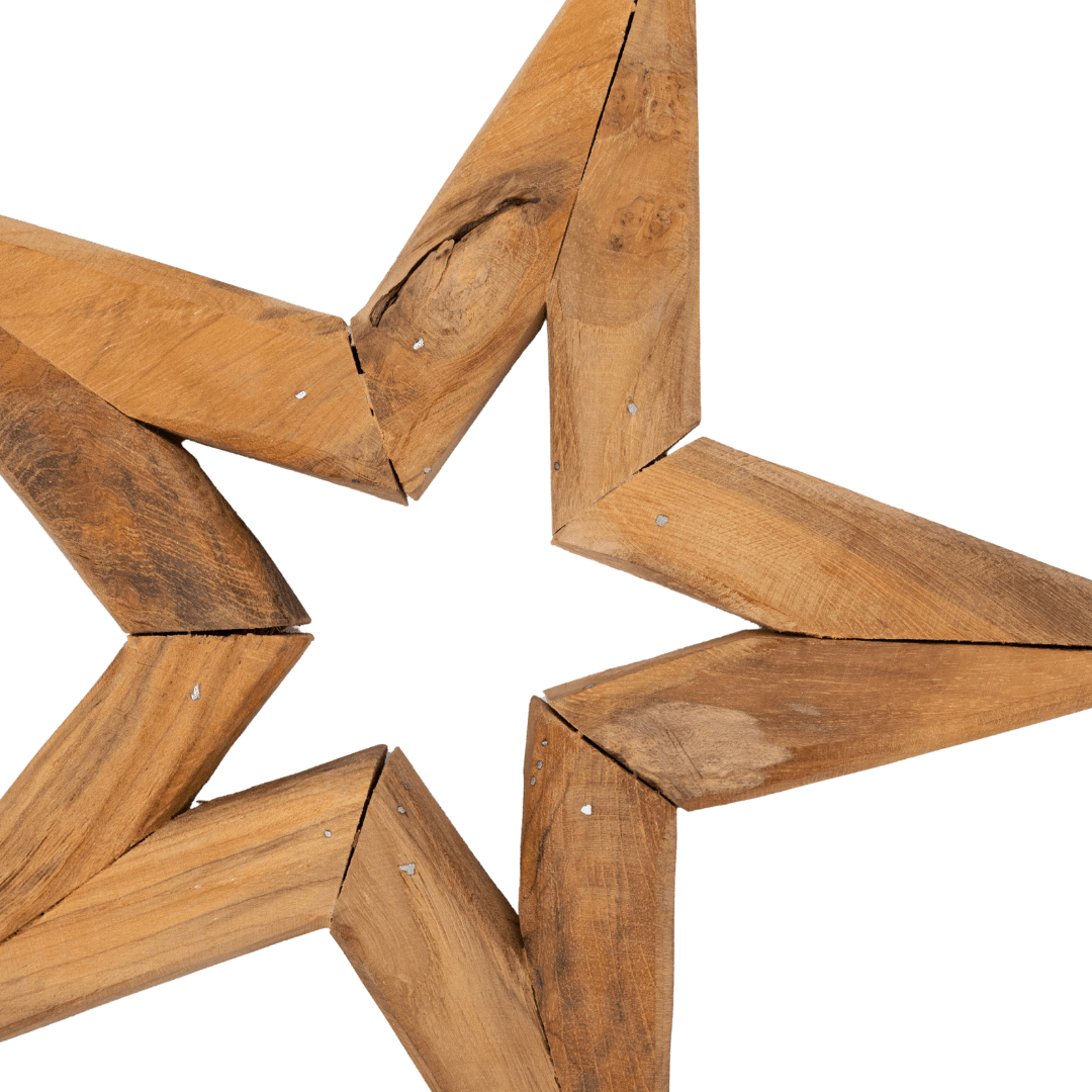 Ornement en forme d'étoile en teck