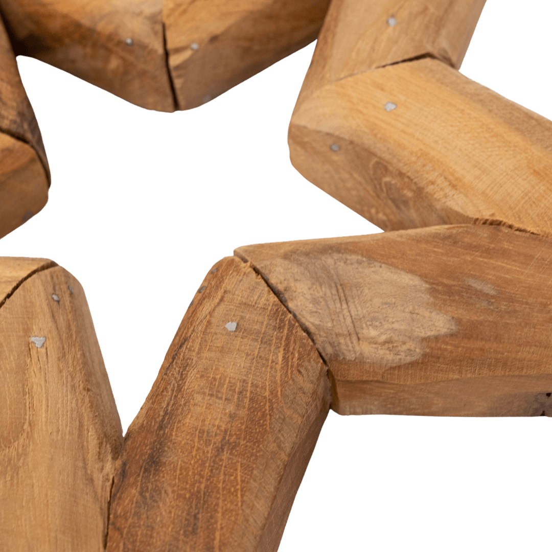 Ornement en forme d'étoile en teck