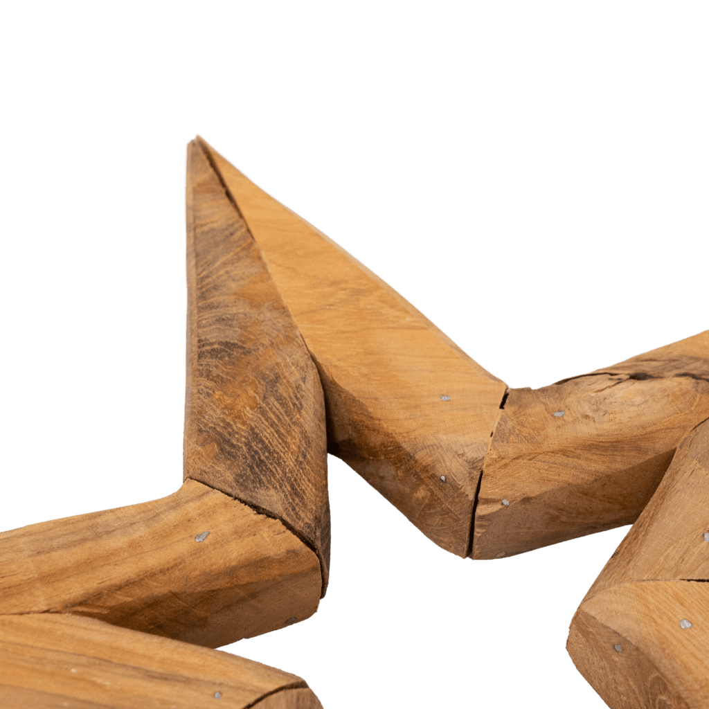 Ornement en forme d'étoile en teck