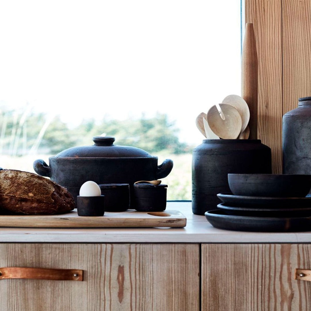 Coquetier en terre cuite | Marron/Noir 4x4.5cm