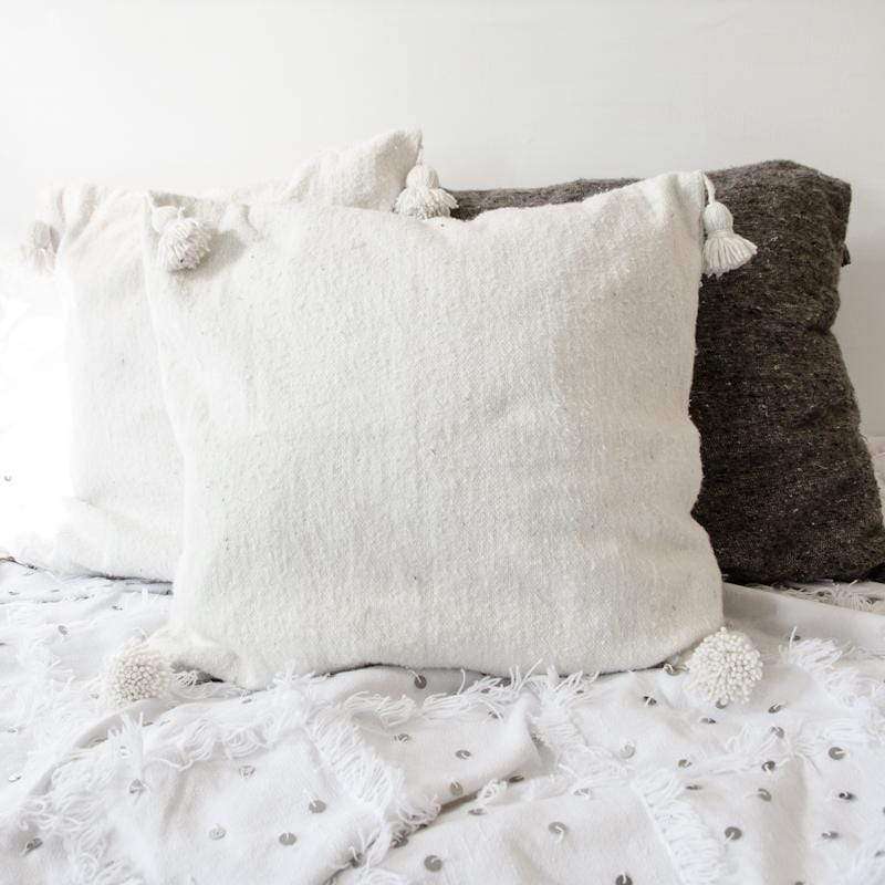 Fronce de coussin PomPom | Blanc 50x50cm