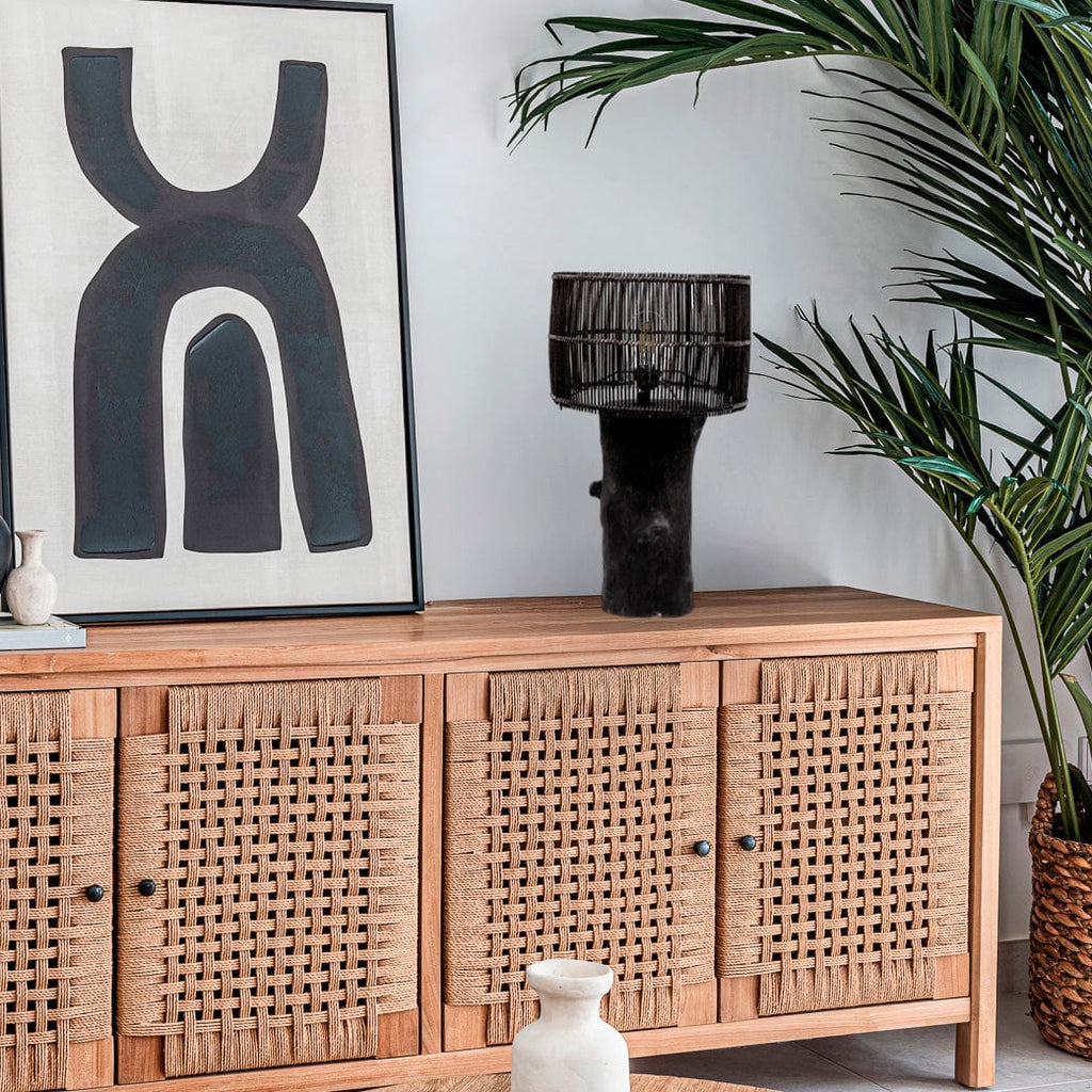 Lampe de table en bois | Noire