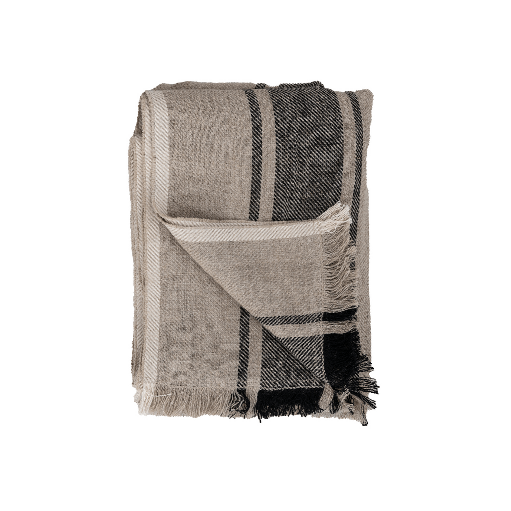 Tapis de lit en lin Tizza | Noir 135x190cm