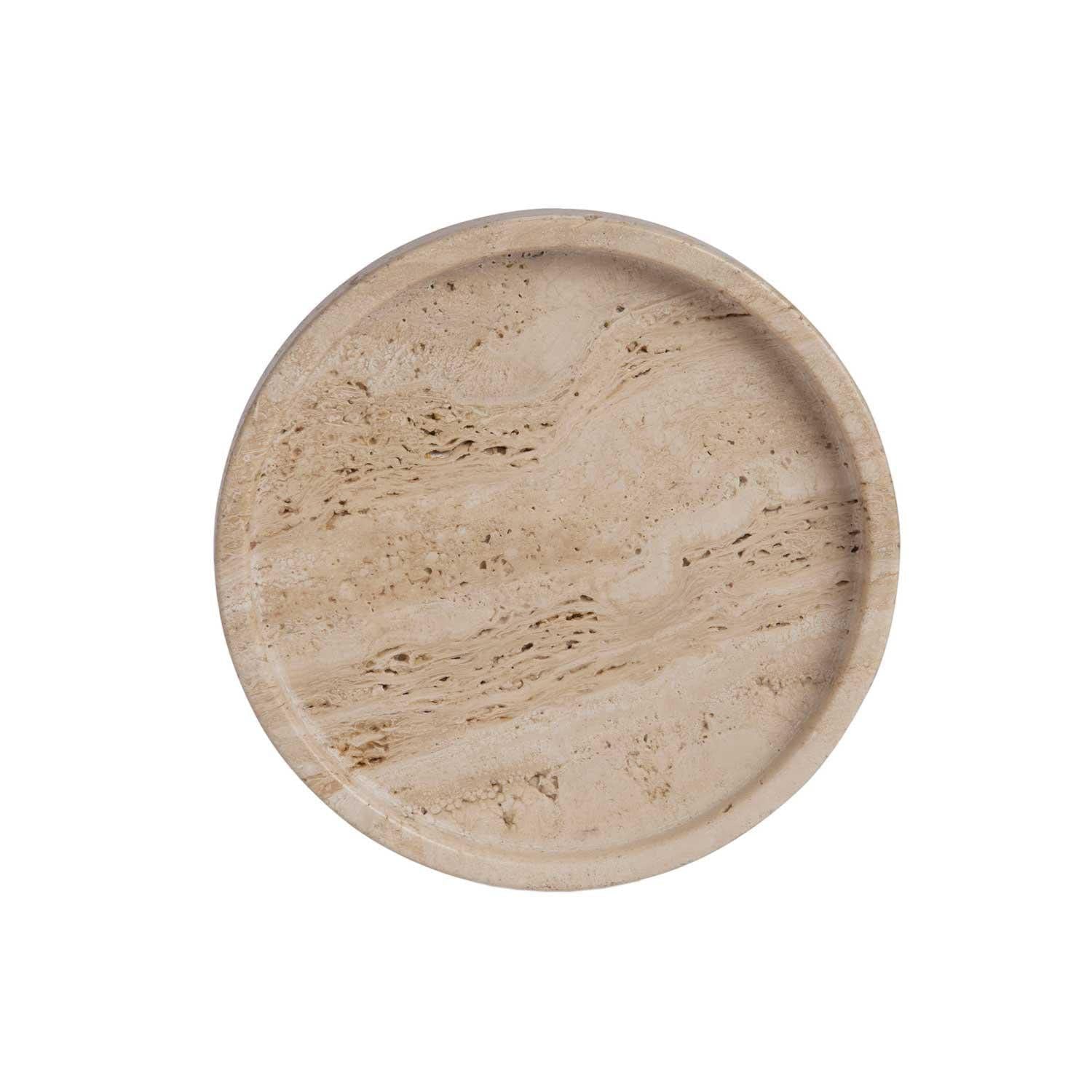 Plateau rond en travertin | 20x2,5cm