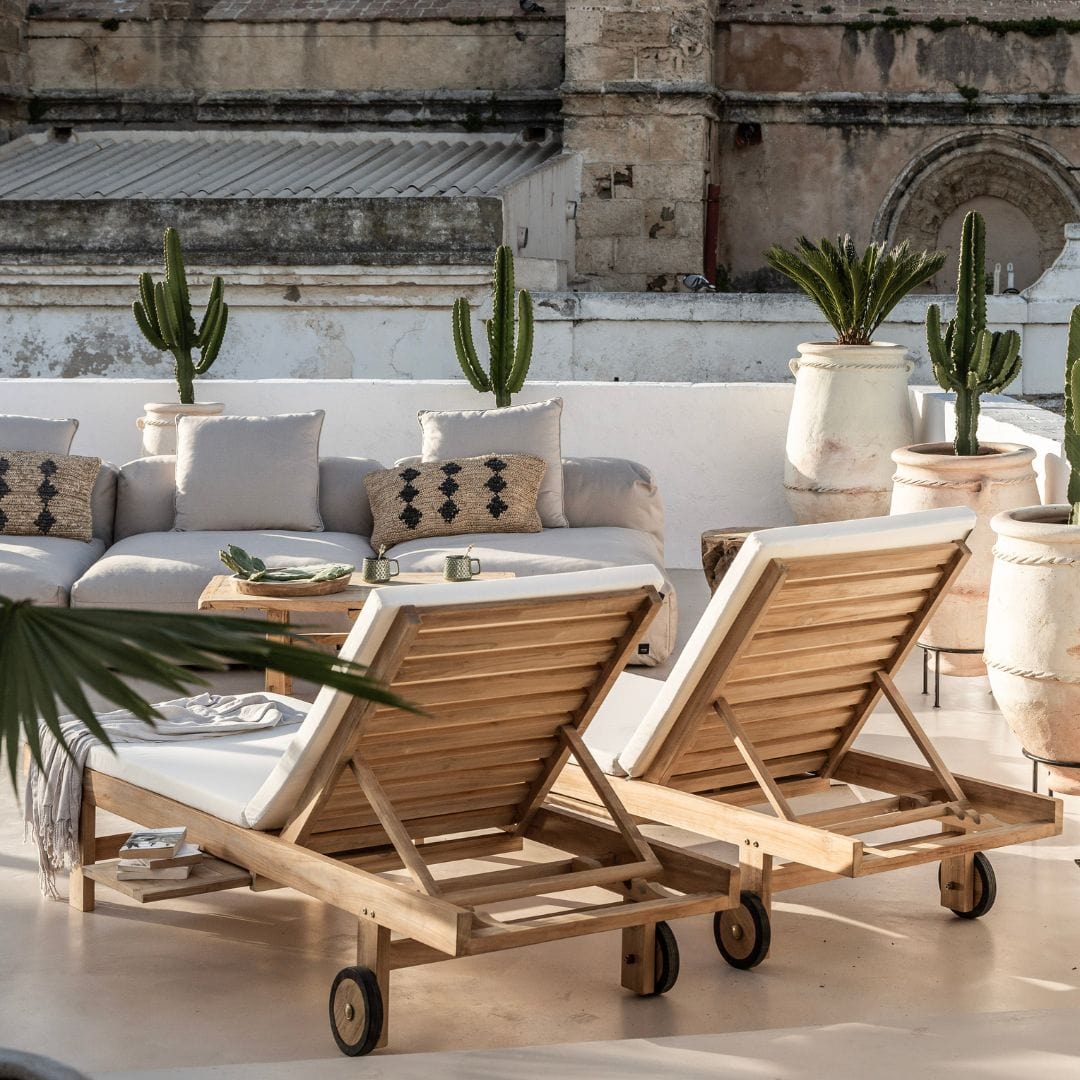 Transat en teck Tulum | Blanc