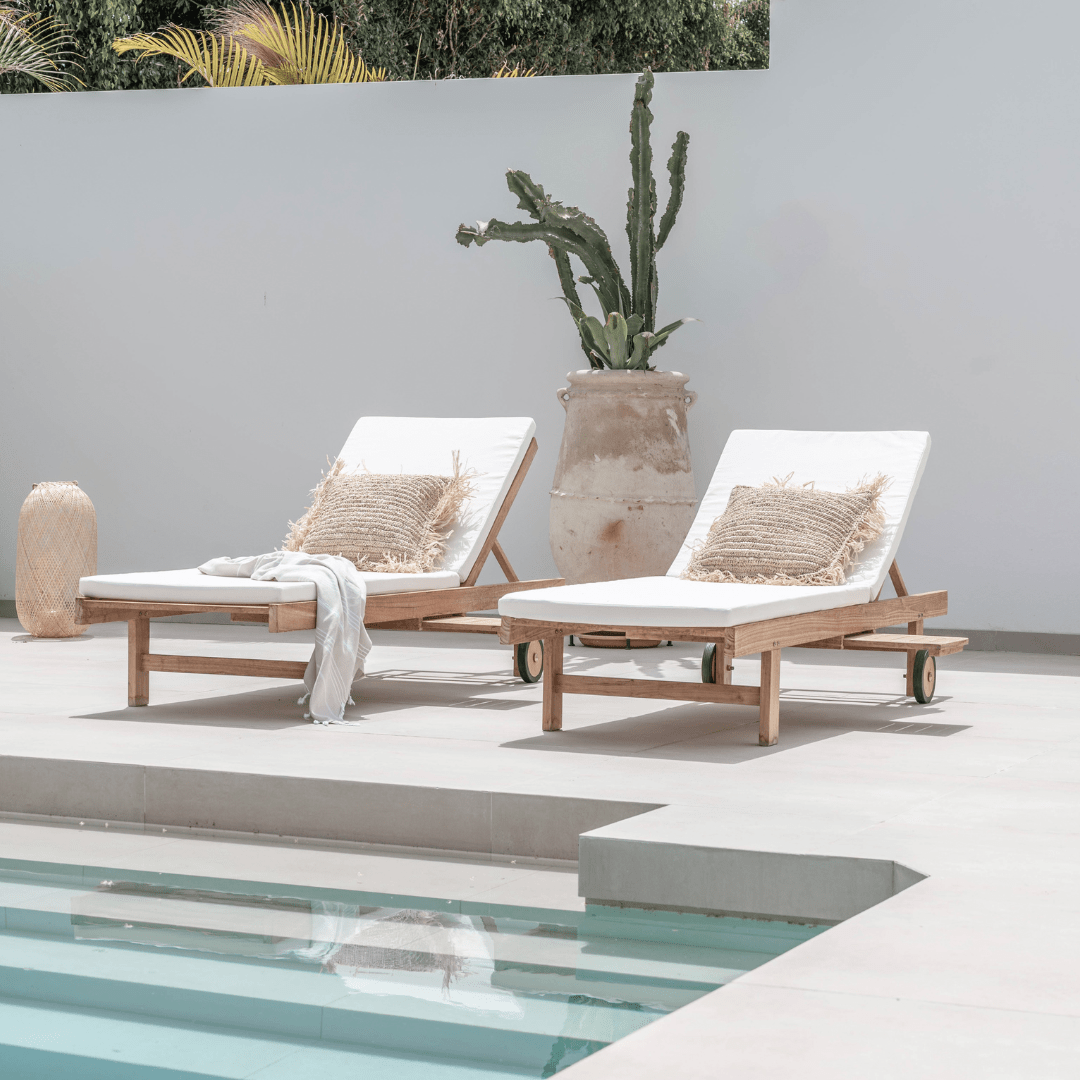 Transat en teck Tulum | Blanc