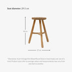 Tabouret rond en bois d'orme vintage