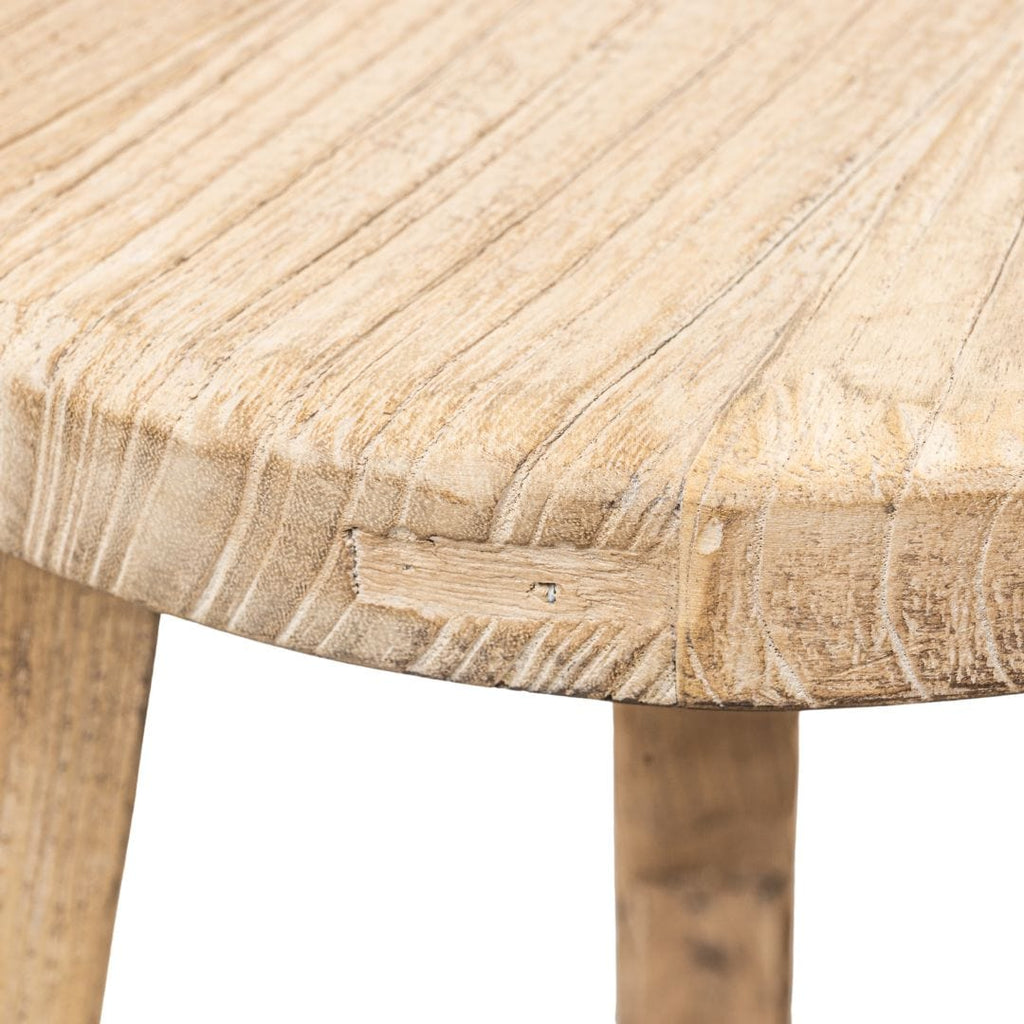 Tabouret rond en bois d'orme vintage