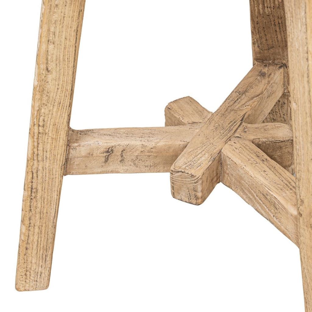 Tabouret rond en bois d'orme vintage