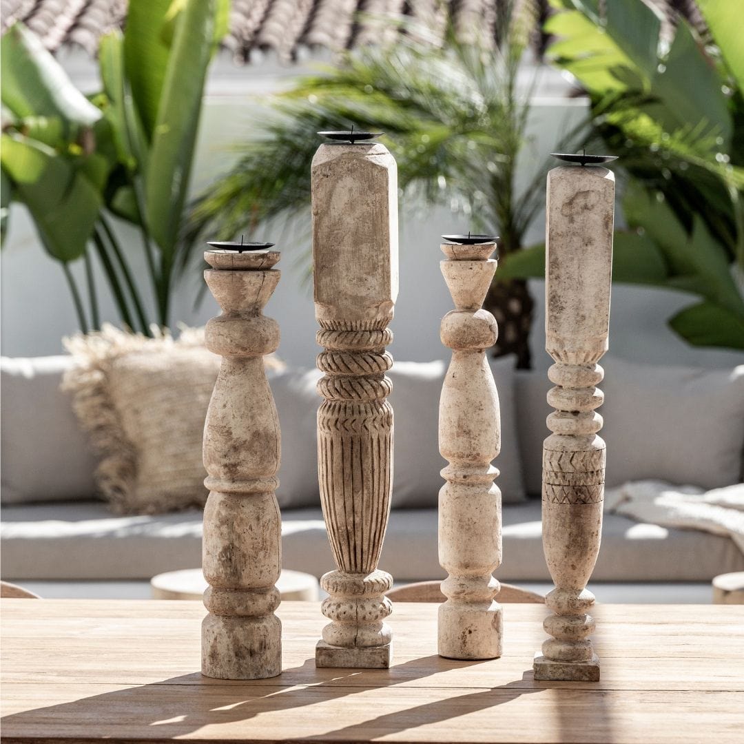 Porte-bougie en bois vintage | 50cm