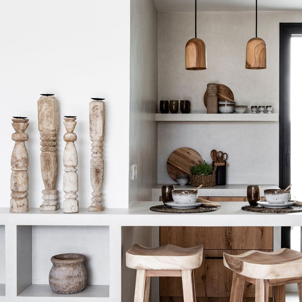 Porte-bougie en bois vintage | 50cm