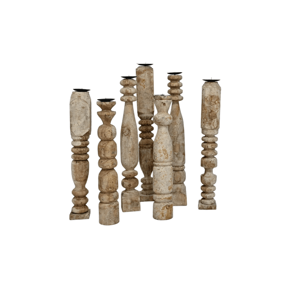 Porte-bougie en bois vintage | 55-60cm