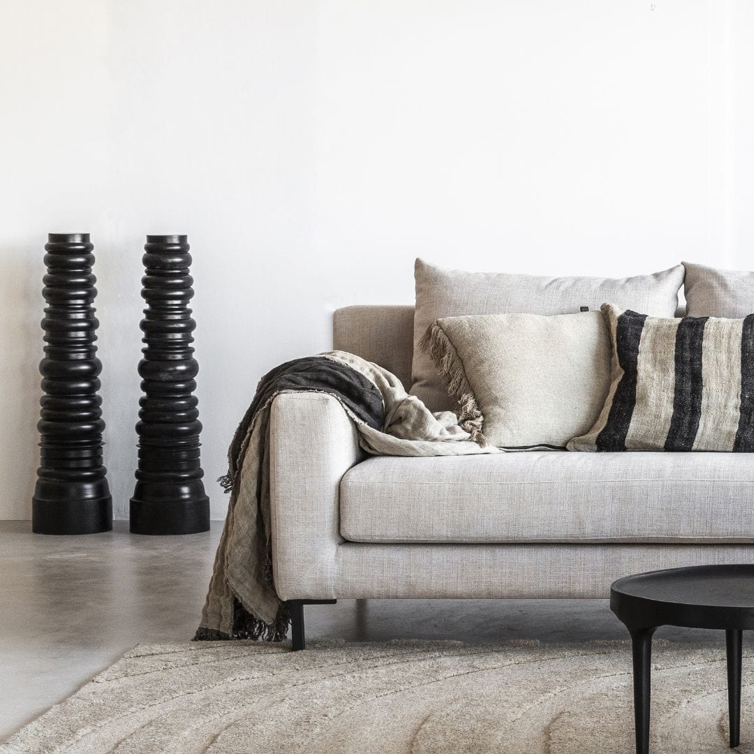 Porte-bougie en bois | Noir 20x60cm