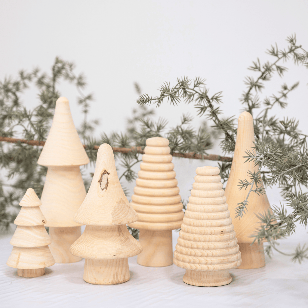 Ensemble de sapin de Noël en bois